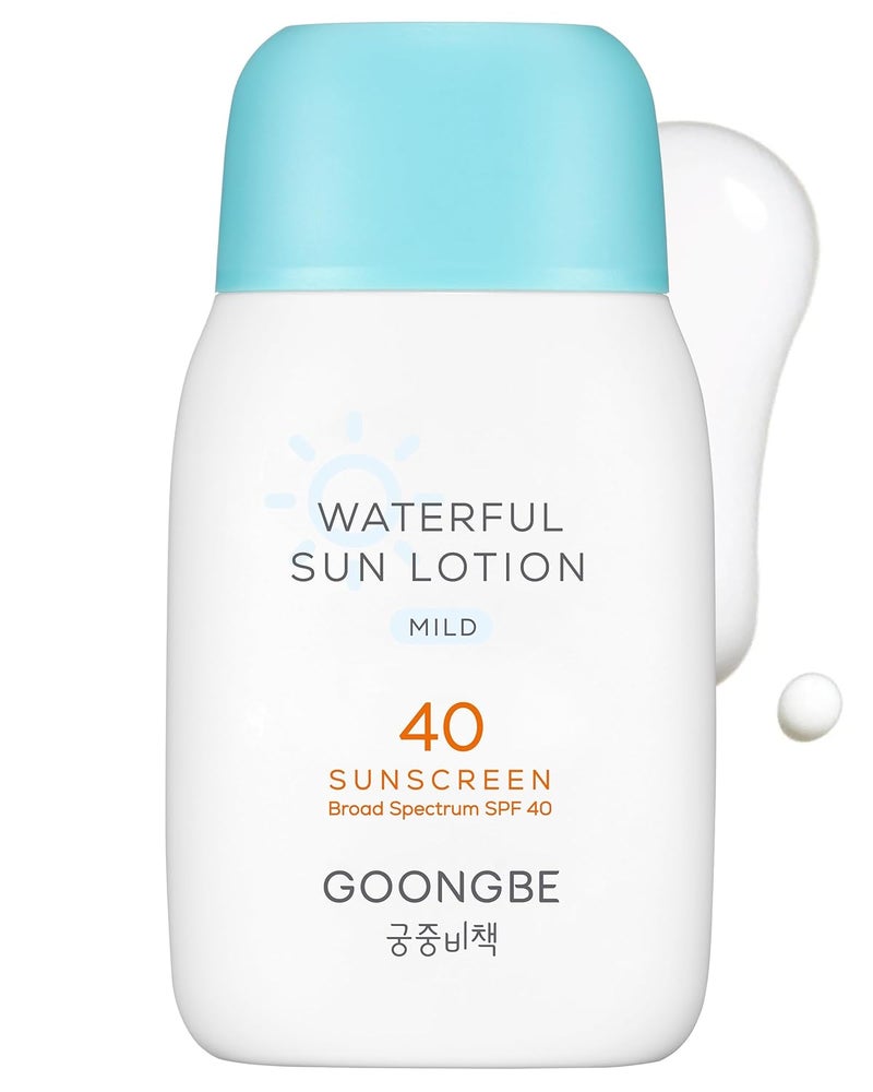 goongbe لوسيون الشمس المائي اللطيف SPF 40 - واقي شمس معدني مقاوم للماء يحتوي على أكسيد الزنك للأطفال والرضع والبالغين - مضاد للحساسية، نباتي، آمن للشعاب المرجانية - رعاية شمسية كورية للبشرة الحساسة، 2.82 أونصة سائلة. - Image 1